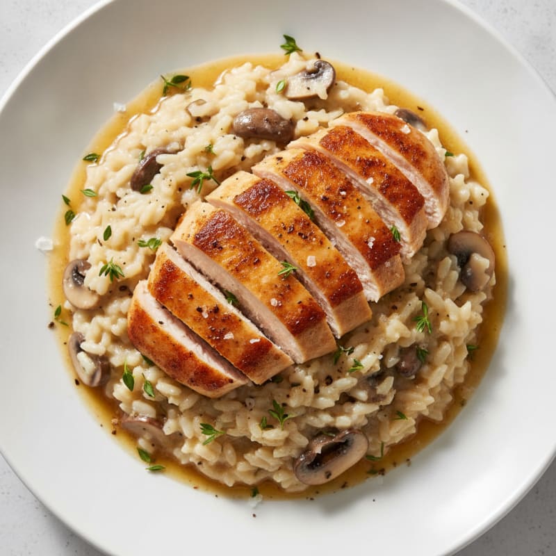 Creamy Parmesan Mushroom Risotto with Seared Chicken