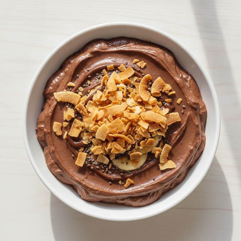 Silky Chocolate Protein Pudding with Toasted Coconut