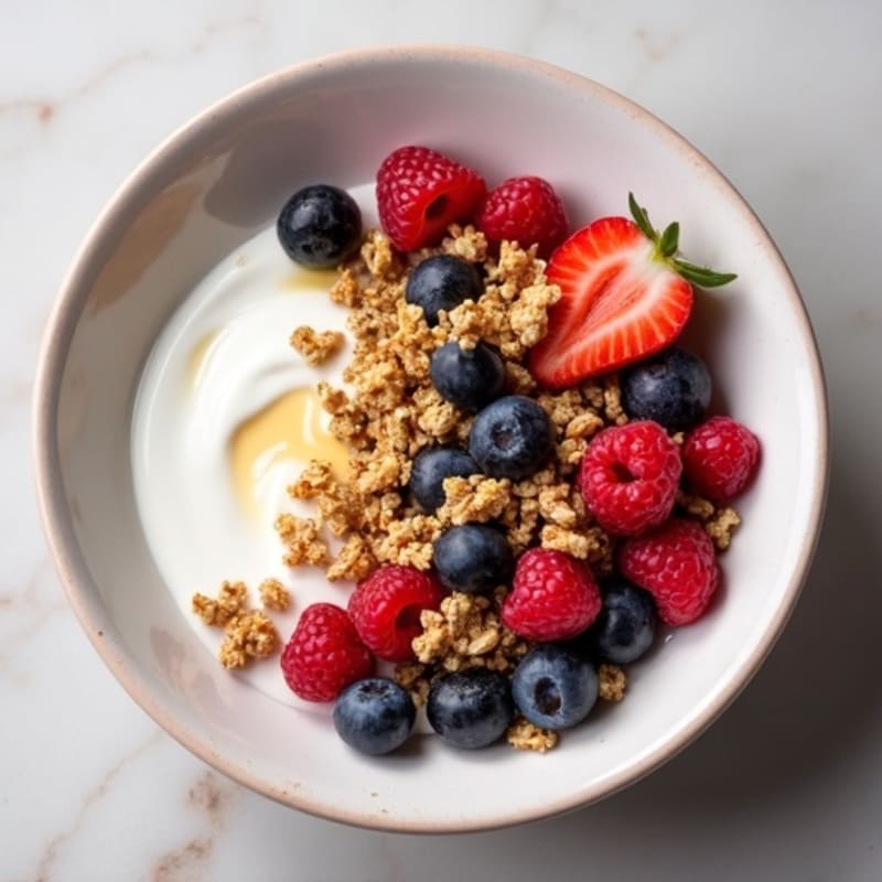 Creamy Greek Yogurt Bowl with Mixed Berries and Protein Crunch