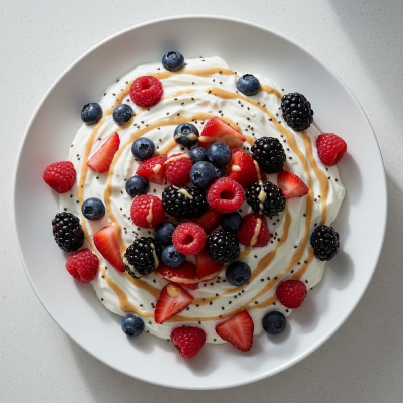 Silky Greek Yogurt Protein Pudding with Mixed Berries