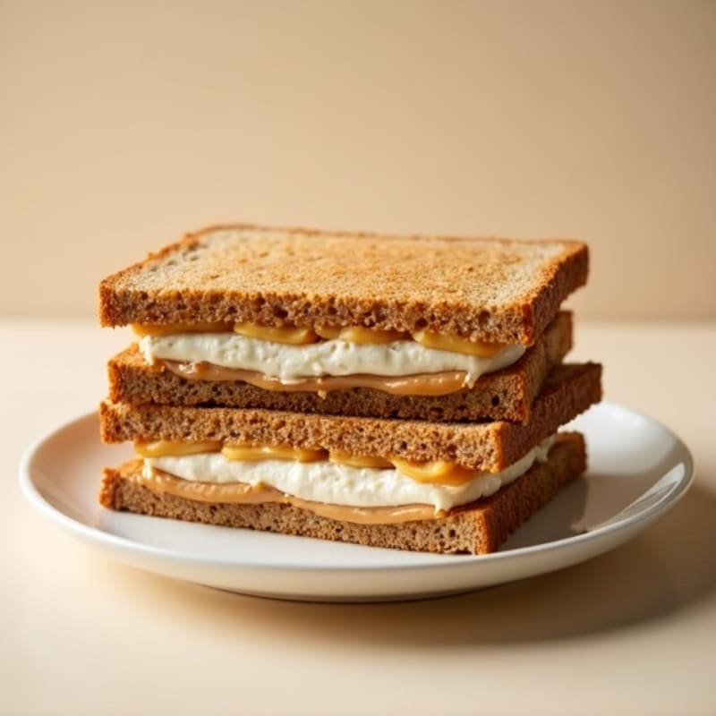 Creamy Peanut Butter and Vanilla Ricotta Whole Grain Sandwich