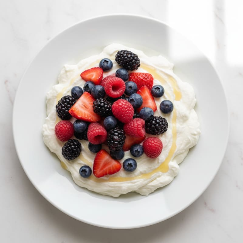 Vanilla Greek Yogurt Protein Mousse with Mixed Berries