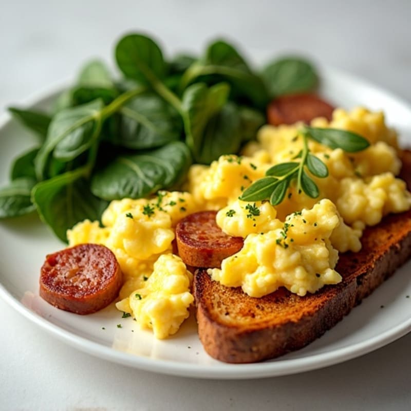 Scrambled Egg Whites with Turkey Sausage and Spinach