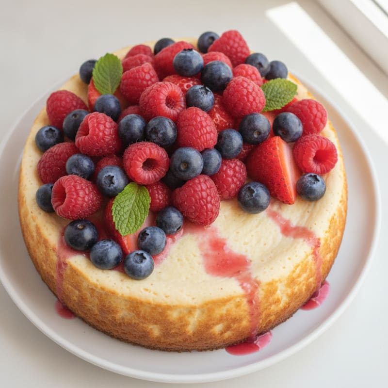 Greek Yogurt Protein Cheesecake with Fresh Berries