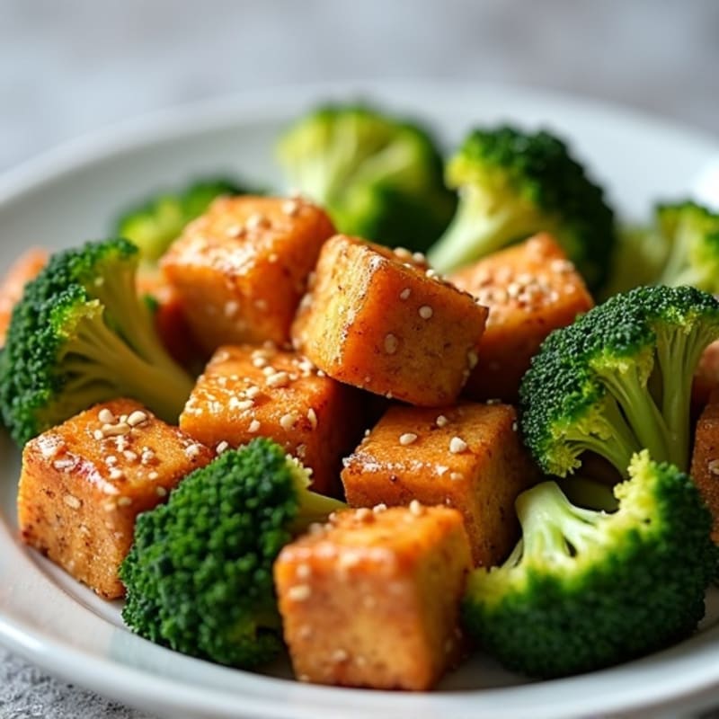 Crispy Sesame-Ginger Tofu with Roasted Broccoli