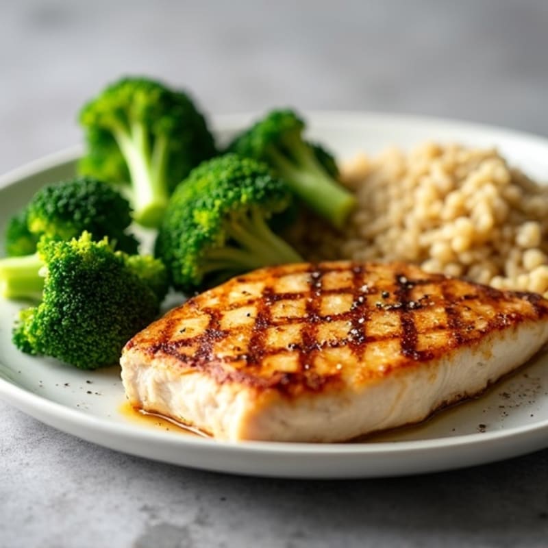 Grilled Chicken Breast with Quinoa and Steamed Broccoli