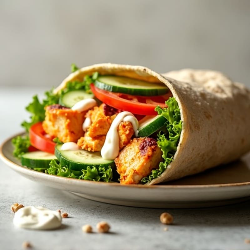 Healthy Buffalo Chicken Wrap with Fresh Veggies