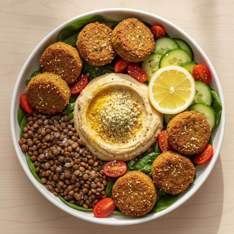 Falafel Hummus Lentil Power Bowl
