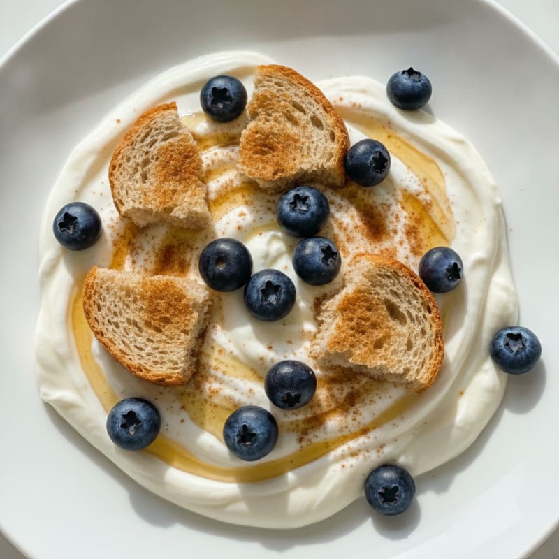 Creamy Greek Yogurt Protein Parfait with Toasted Bread Crisps
