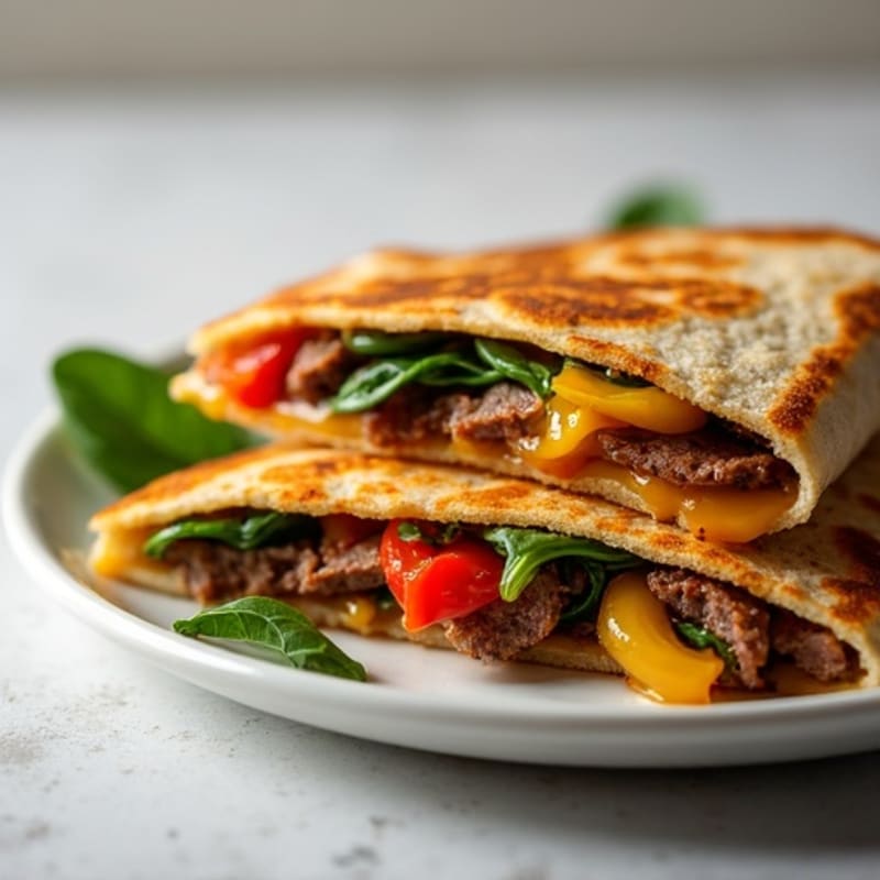 Crispy Steak and Roasted Veggie Quesadillas