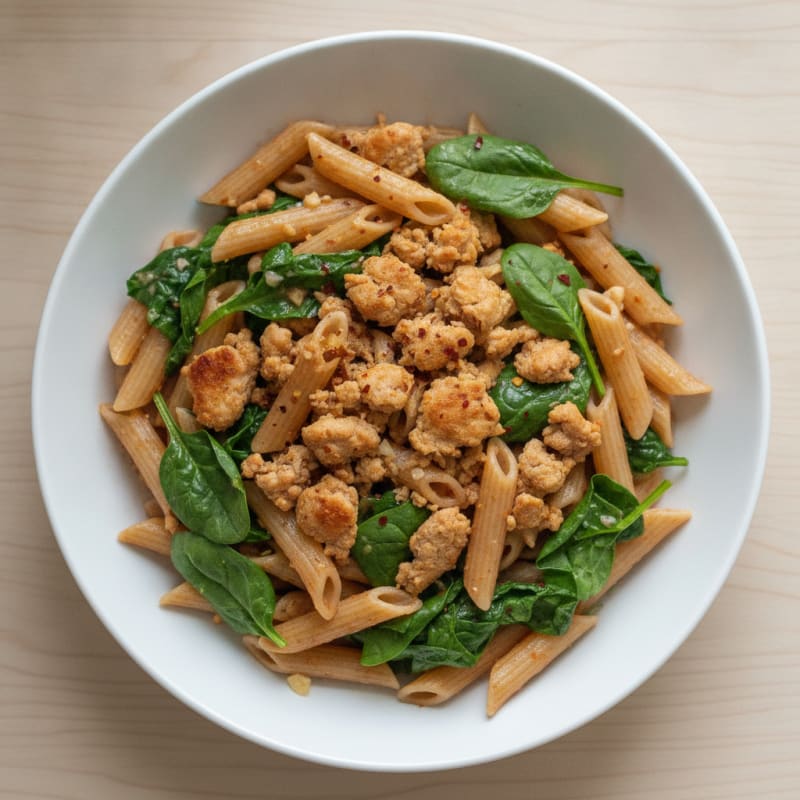Ground Turkey and Spinach Pasta Bowl