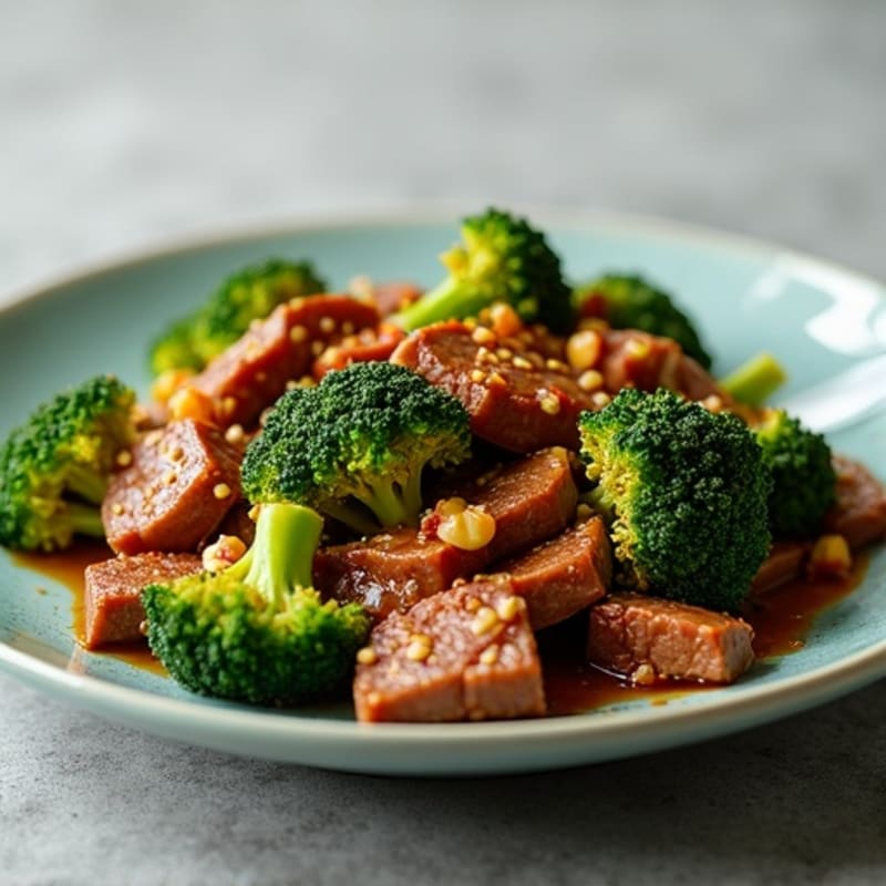 Garlic Ginger Beef with Crispy Broccoli Stir-Fry