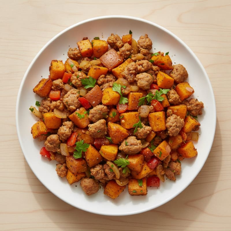 Roasted Sweet Potato and Sausage Hash