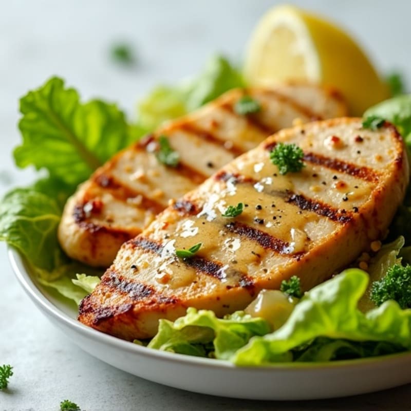 Grilled Chicken Breast with Crisp Romaine and Lemon-Tahini Dressing