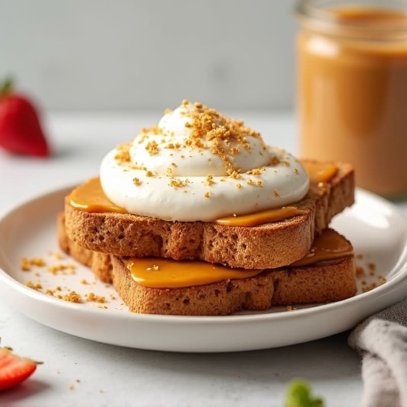 Peanut Butter and Whipped Vanilla Protein Toast
