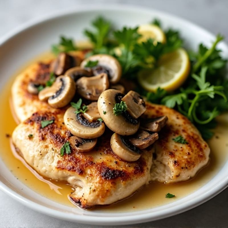Garlic Butter Roasted Mushrooms with Seared Chicken Breast