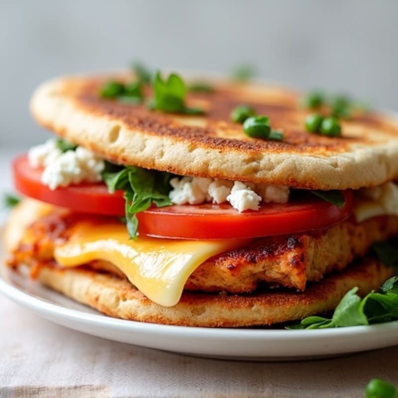 BBQ Chicken Pita Melt with Feta and Mozzarella
