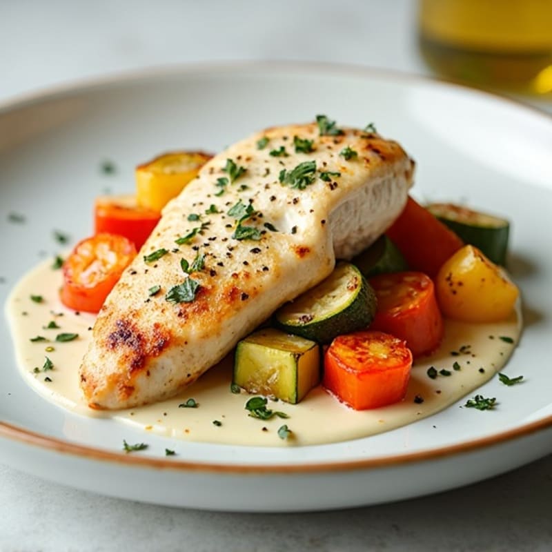 Creamy Chicken and Roasted Vegetable Bake