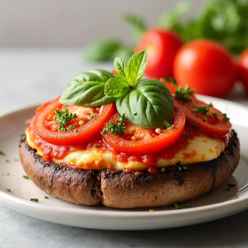 Stuffed Portobello Pizza with Lean Turkey Pepperoni and Fresh Herbs
