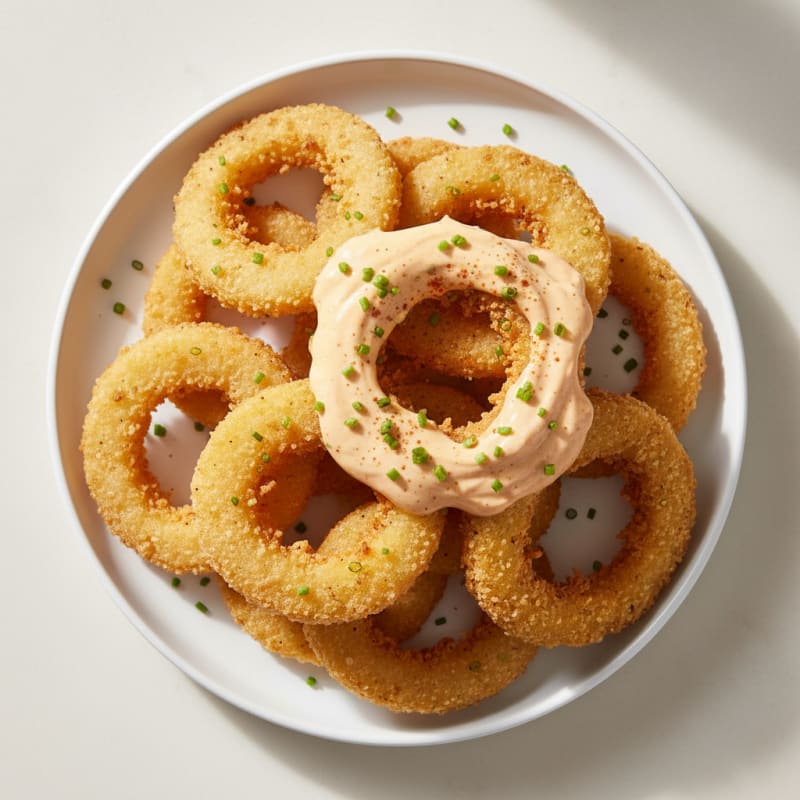 Beer-Battered Onion Rings with Zesty Dipping Sauce