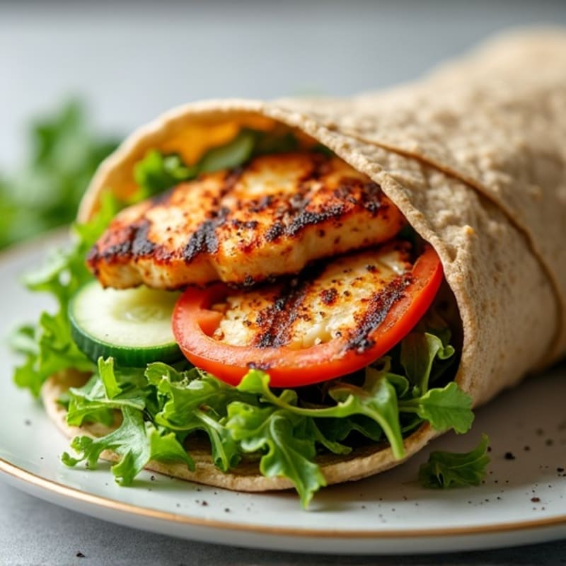 Crispy Grilled Chicken and Fresh Greens Wrap with Creamy Dressing