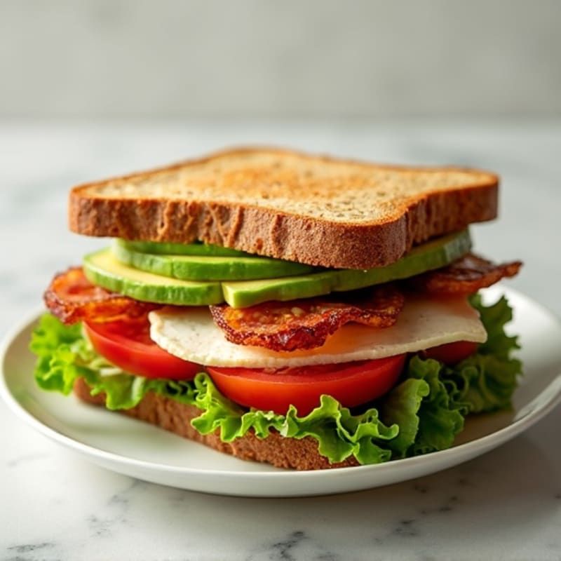 Fresh Avocado and Crispy Turkey BLT Sandwich