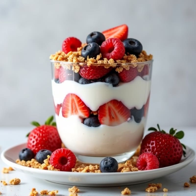 Creamy Greek Yogurt Parfait with Fresh Berries and Crunchy Granola
