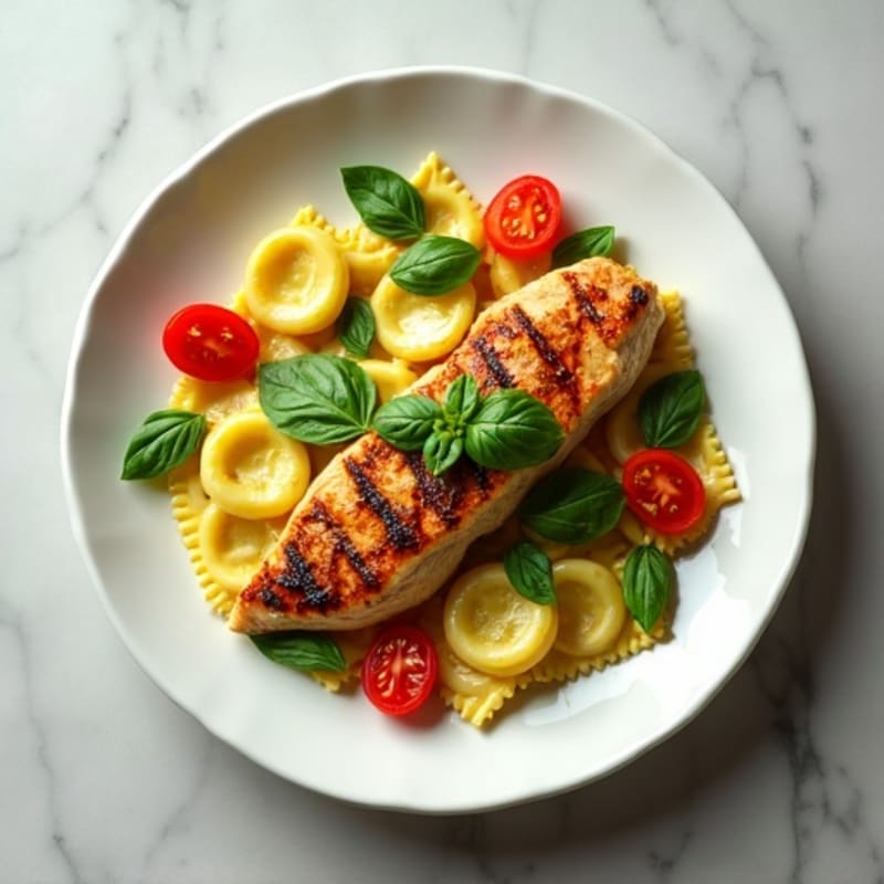 Healthy Spinach Ravioli with Fresh Tomato and Basil