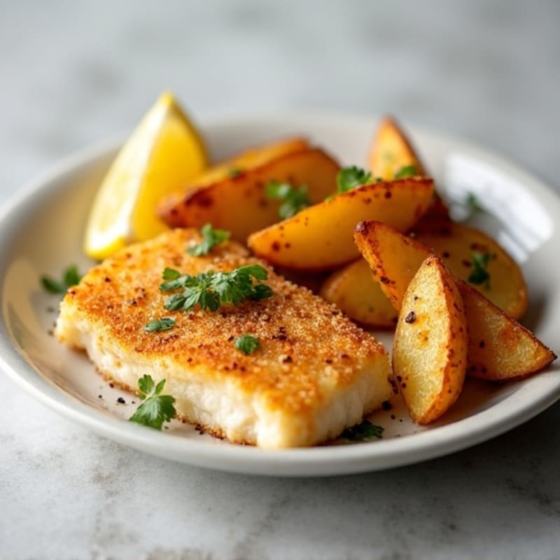 Crispy Baked Cod with Roasted Potato Wedges