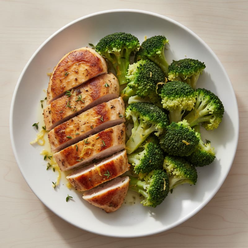 Lemon Herb Chicken Breast with Steamed Broccoli