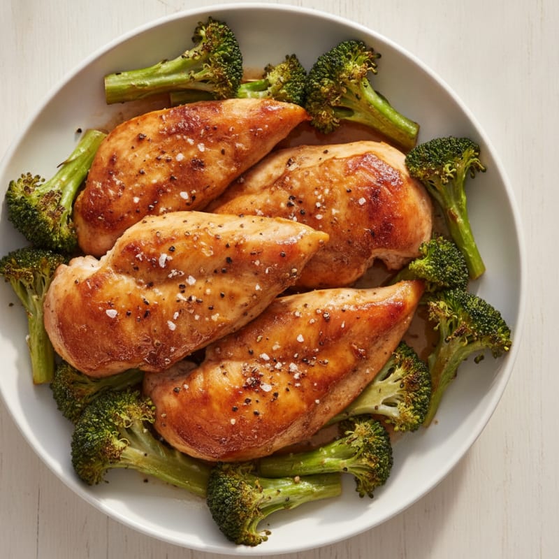 Baked Chicken and Broccoli Florets