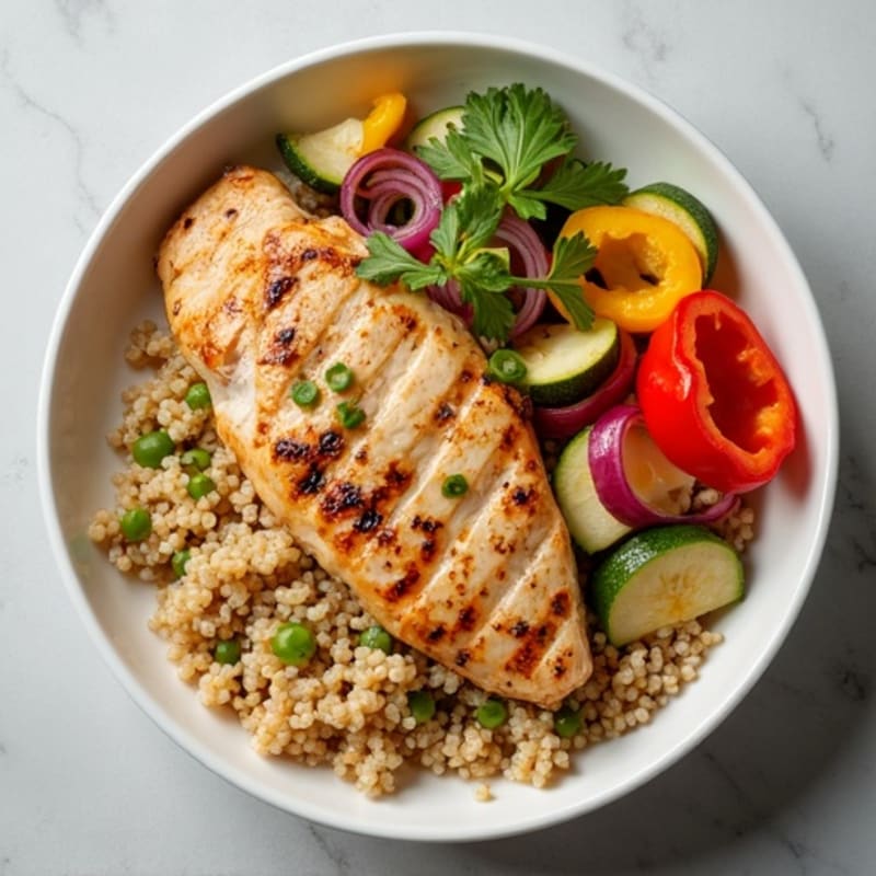 Grilled Chicken and Quinoa Bowl with Roasted Vegetables