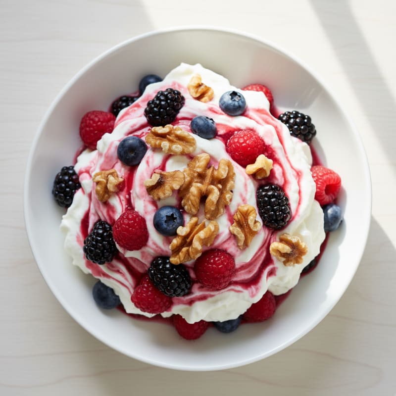 Greek Yogurt Protein Mousse with Mixed Berries