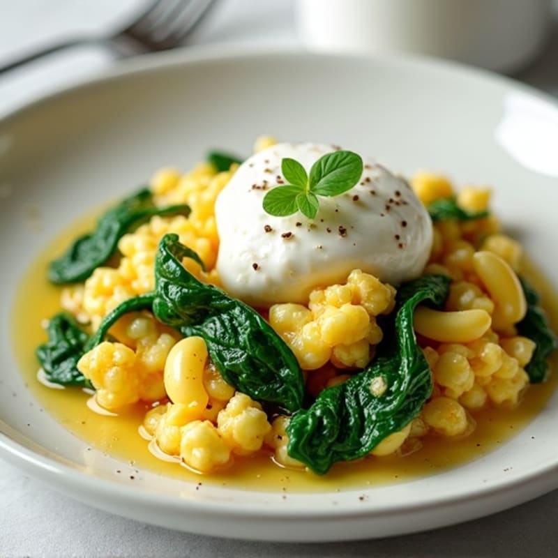 Egg White and Spinach Scramble with Cottage Cheese