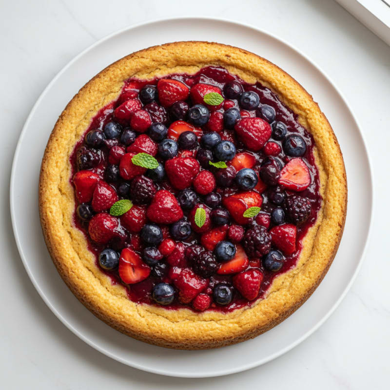 Greek Yogurt Protein Cheesecake with Mixed Berries