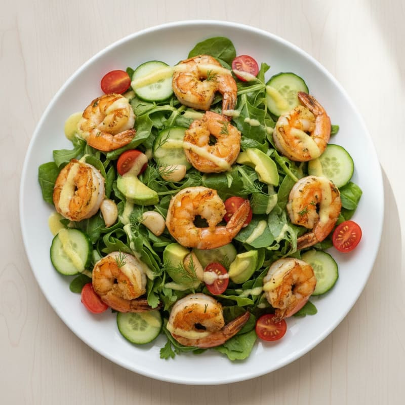 Garlic-Herb Shrimp and Greens Salad