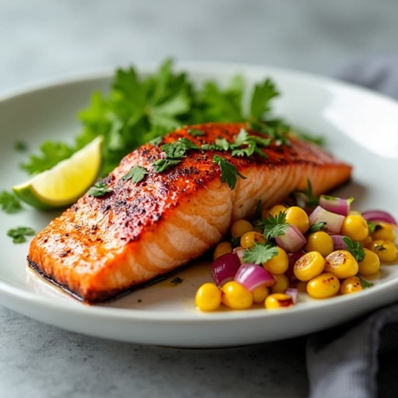 Spicy Chipotle-Lime Glazed Salmon with Charred Corn Salsa