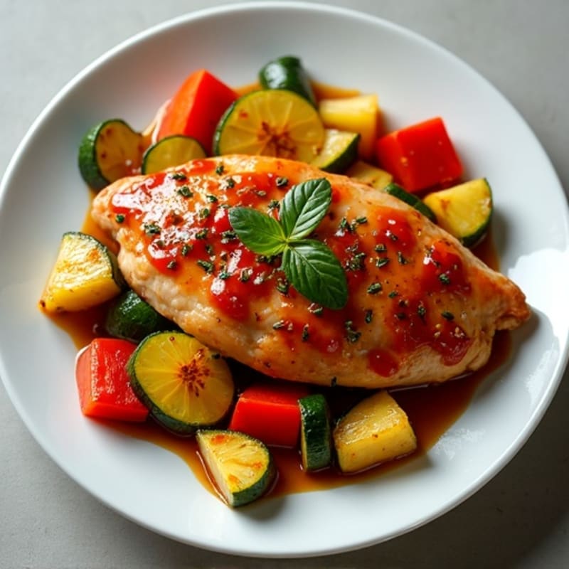 Sheet Pan Sweet and Sour Chicken with Roasted Vegetables