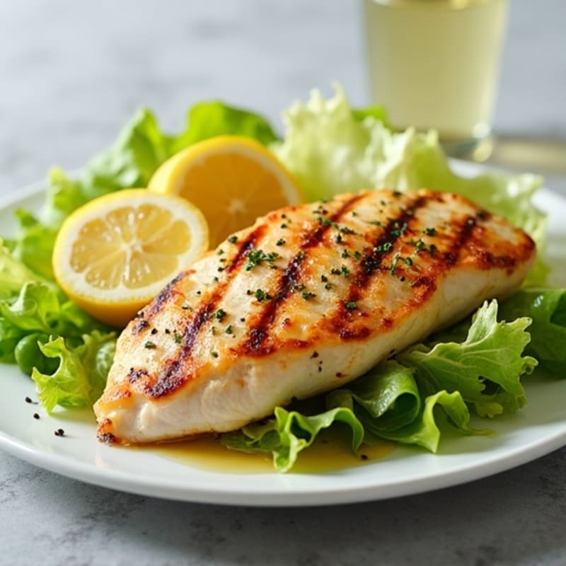 Grilled Chicken Breast with Crisp Romaine and Lemon Dressing