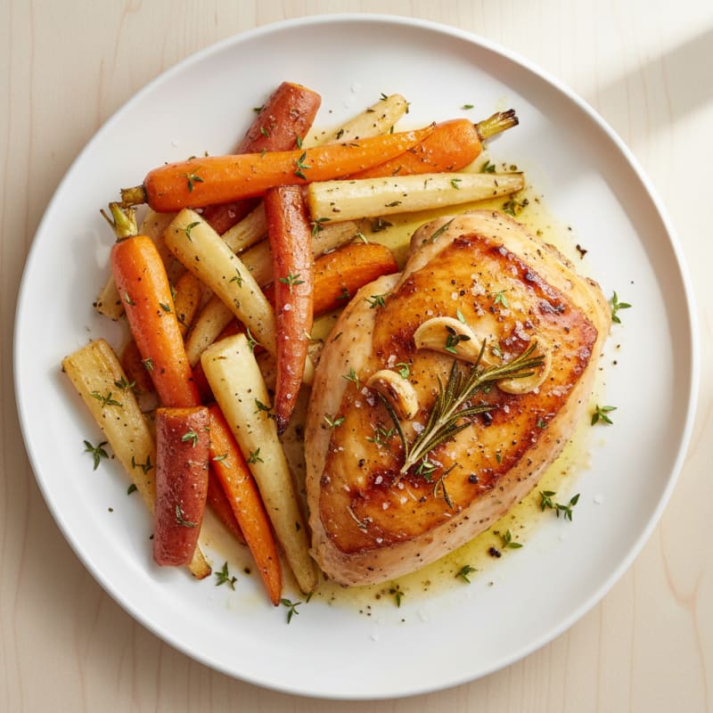 Garlic Herb Roasted Chicken with Root Vegetables