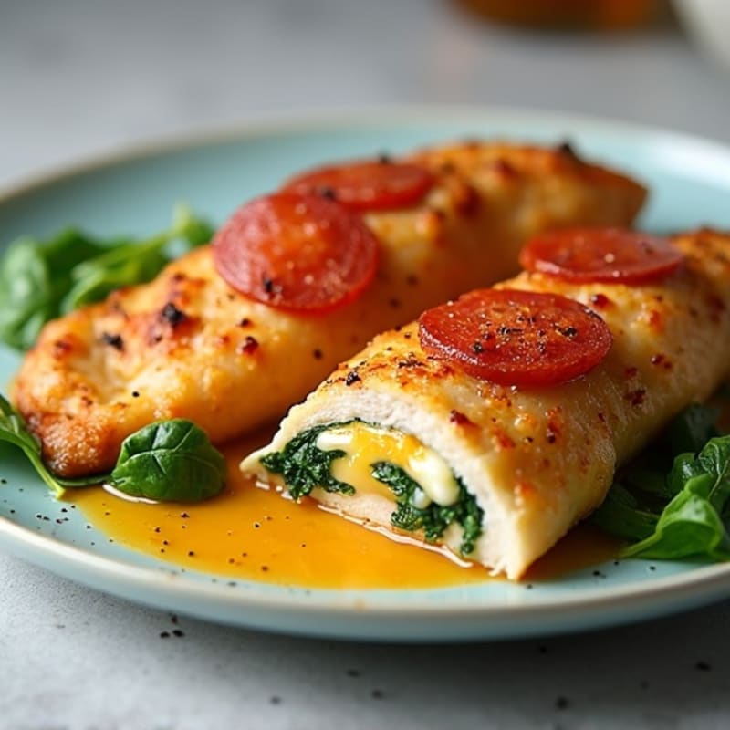 Cheesy Stuffed Chicken Breast with Crispy Turkey Pepperoni