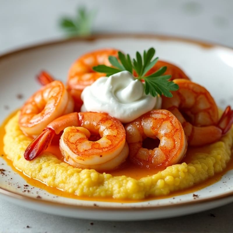 Smoky Spicy Shrimp with Creamy Polenta