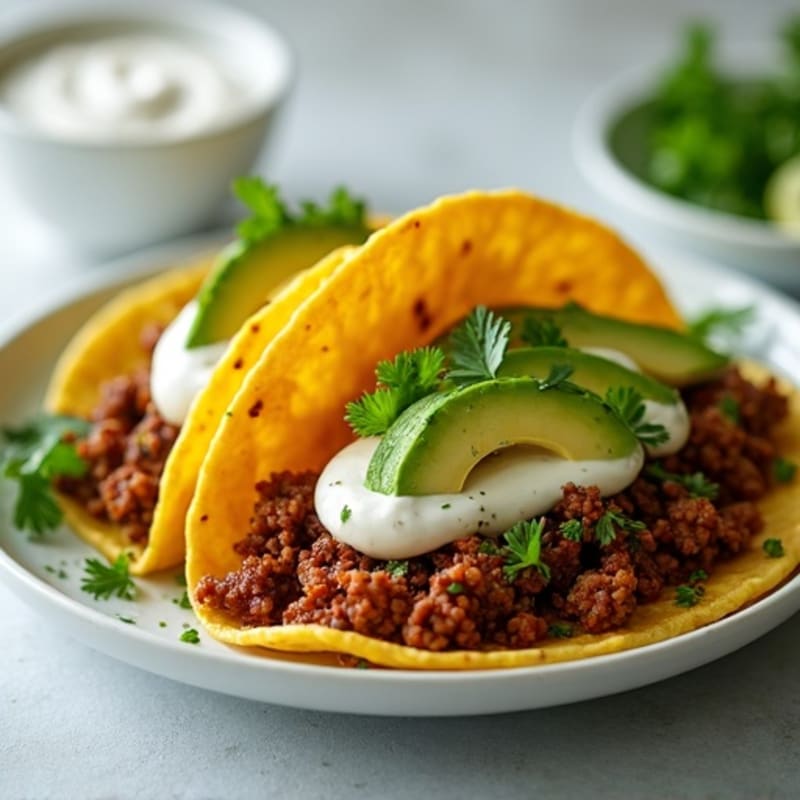 Spicy Lean Ground Beef Tacos with Creamy Greek Yogurt Sauce