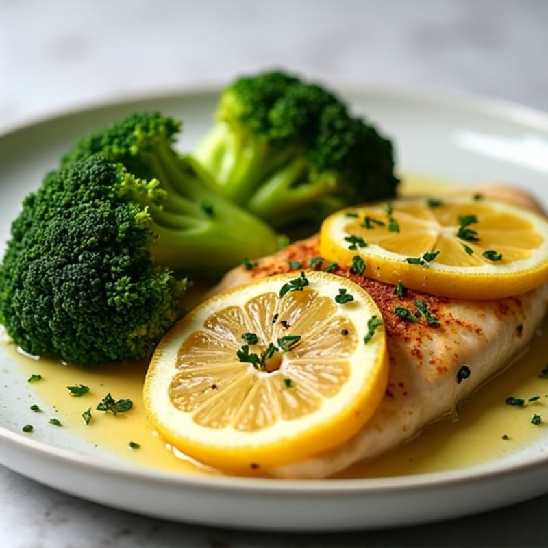 Herb-Roasted Lemon Chicken with Steamed Broccoli