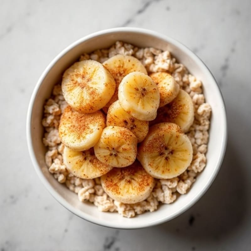 Protein-Packed Vanilla Bean Oatmeal Bowl with Caramelized Bananas