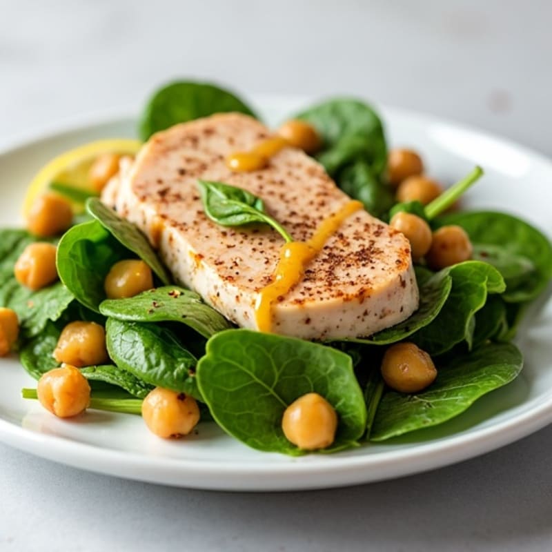 Tuna Spinach Salad with Chickpeas and Lemon Vinaigrette