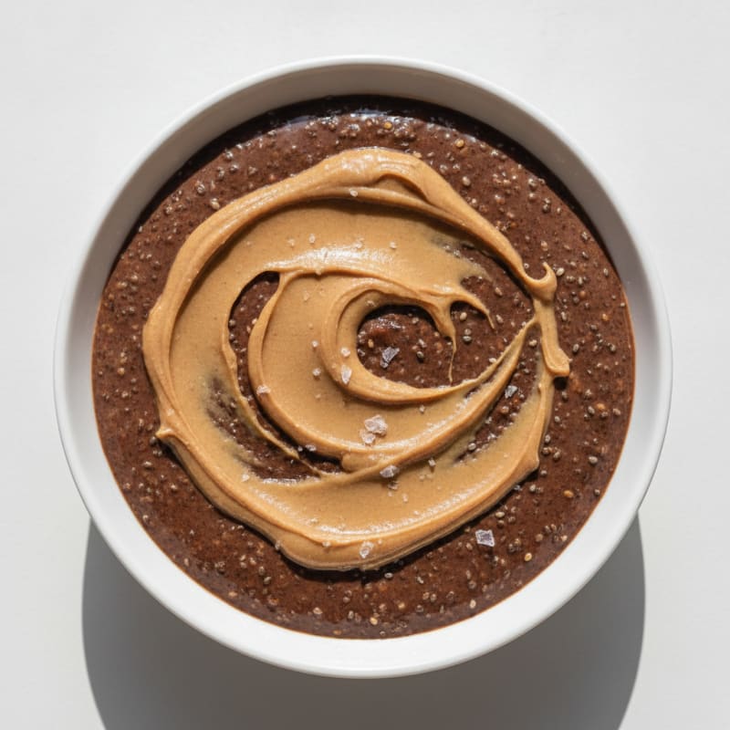 Protein Chocolate Chia Pudding with Almond Butter Swirl