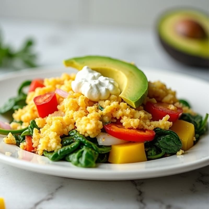 Egg White Vegetable Scramble with Cottage Cheese