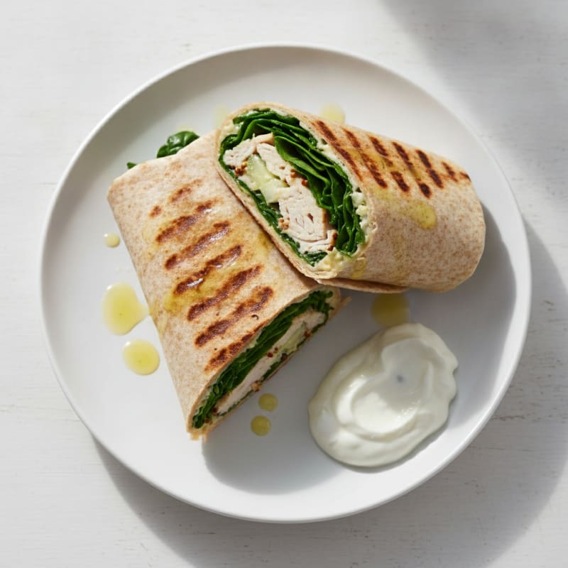 Grilled Turkey and Spinach Wrap with Greek Yogurt Spread