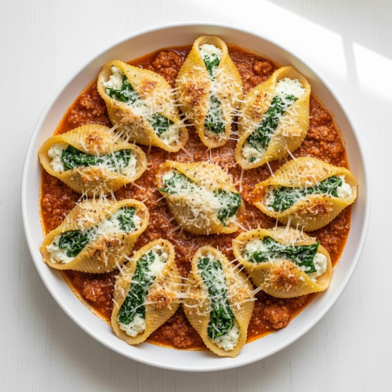Spinach Ricotta Stuffed Shells Baked Marinara